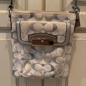 COACH Signature Crossbody White Denim Blue Purse